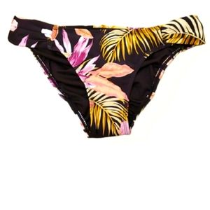 NEW Tropical Scrunch Back Bikini Bottoms Size Small NWT Brown Floral